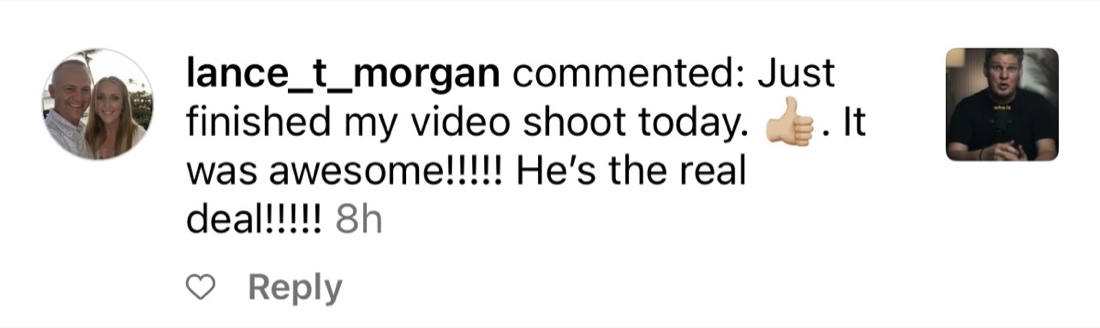 Client testimonial about a finished video shoot